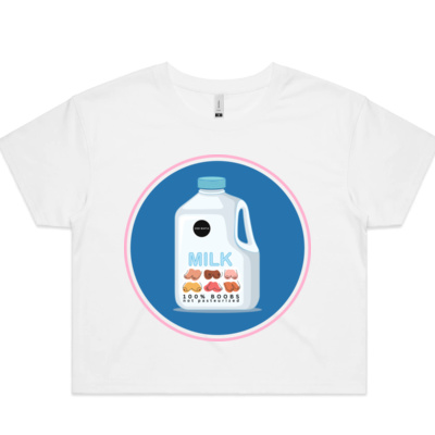 100% Boobs Milk Womens Crop Tee Thumbnail