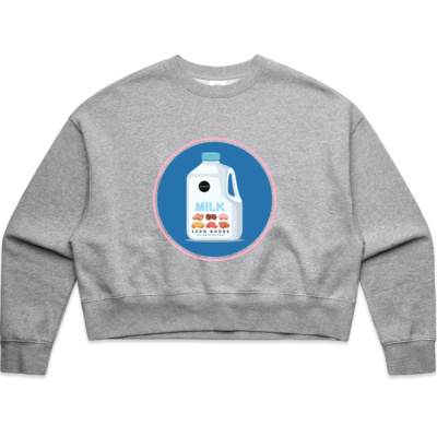 100% Boobs Milk Womens Oversized Crop Sweater Thumbnail